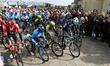 The start of the 138,5km 1st stage of the 77th Paris-Nice cycling race between Saint-Germa...