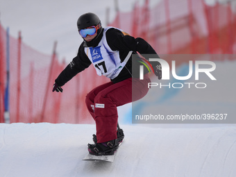 Sandra Daniela Gerber from Switzerland, during a Ladies' Snowboardcross Qualification round, at FIS Snowboard World Championship 2015, in Kr...