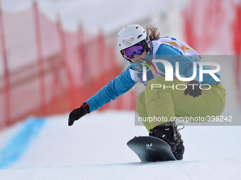 Zoe Gillings-Brier from United Kingdom, during a Ladies' Snowboardcross Qualification round, at FIS Snowboard World Championship 2015, in Kr...