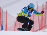 Lorelei Schmitt from France, during a Ladies' Snowboardcross Qualification round, at FIS Snowboard World Championship 2015, in Kreischberg....
