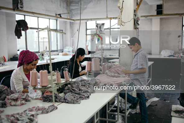 Workers in a small garment factory in the Kurtulus neighborhood of Istanbul.  