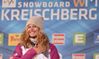 Lindsey Jacobellis from USA takes Gold in Ladies' Snowboard at FIS Snowboard World Champio...
