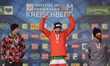 (L-R) Kevin Hill (Canada), Luca Matteotti (Italy) and Nick Baumgartner (USA), a podium of...