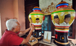 Craftsman Bambang Sriyanto (69 years) made a painting of the figure of the First Indonesia...