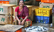 Woman selling fish at the fish market in Thiruvananthapuram (Trivandrum), Kerala, India. 
