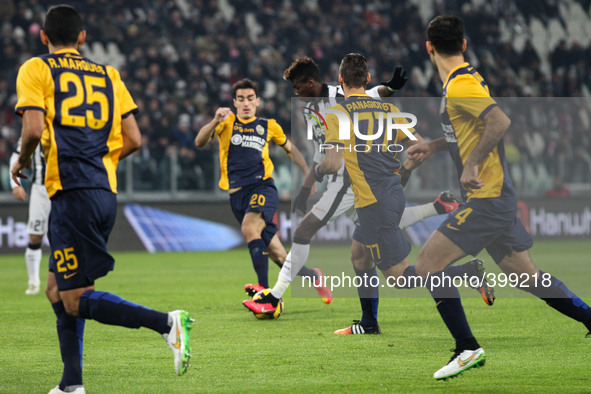 Juventus midfielder Paul Pogba (6) scores his goal during the Serie A football match n.19 JUVENTUS - HELLAS VERONA on 18/01/15 at the Juvent...