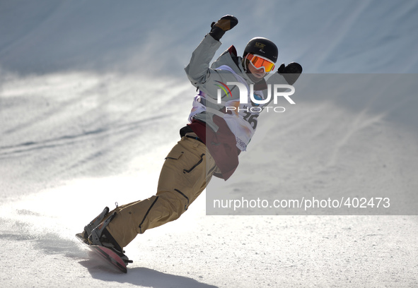 Ryan Stassel from USA celebrates after his run, and takes GOLD in Men's Snowboard Slopestyle at the FIS Snowboard World Championship 2015 in...