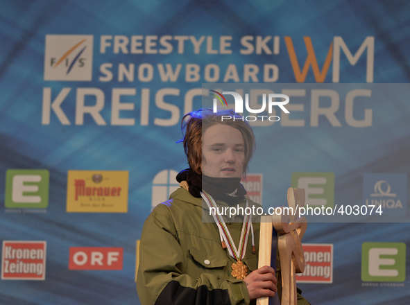 Fabian Boesch from Switzerland wins GOLD in Men's Ski Slopestyle, at FIS Freestyle World Ski Championship 2015, in Kreischberg, Austria. 21...
