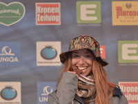 Klaudia Medlova from Slovakia, takes Bronze in Ladies' Snowboard Slopestyle final, at FIS Freestyle World Ski Championship 2015, in Kreischb...