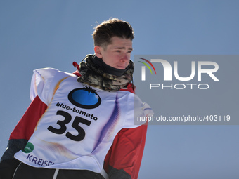 Seamus O'Connor from Ireland ftakes 10th place in Men's Snowboard Slopestyle final, at the FIS Snowboard World Championship 2015 in Kreischb...