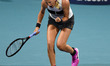 Victoria Azarenka of Belarus celebrates a point against Caroline Garcia of France during a...