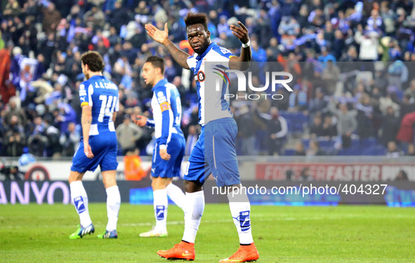 BARCELONA - january 22- SPAIN: Felipe Caicedo celebration during the match between RCD Espanyol and Sevilla FC, for the first leg of the qua...