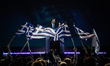 Greek PM, Antonis Samaras, gives his main pre-election speech in Taekwondo stadium in Athe...