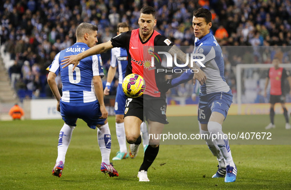 BARCELONA - january 25- SPAIN: Hector Moreno and Edgar in the match between RCD Espanyol and Almeria CF, corresponding to the week 20 of the...