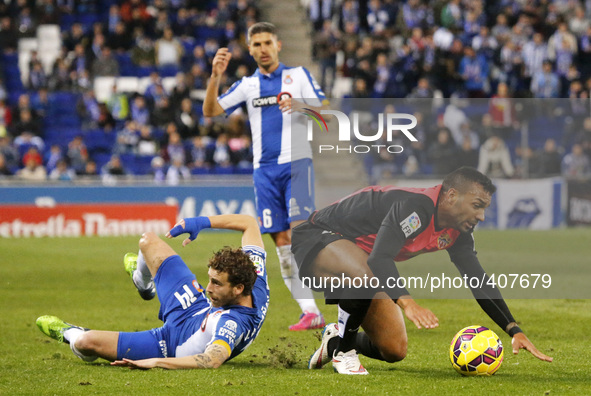 BARCELONA - january 25- SPAIN: Thomas and Canas in the match between RCD Espanyol and Almeria CF, corresponding to the week 20 of the spanis...