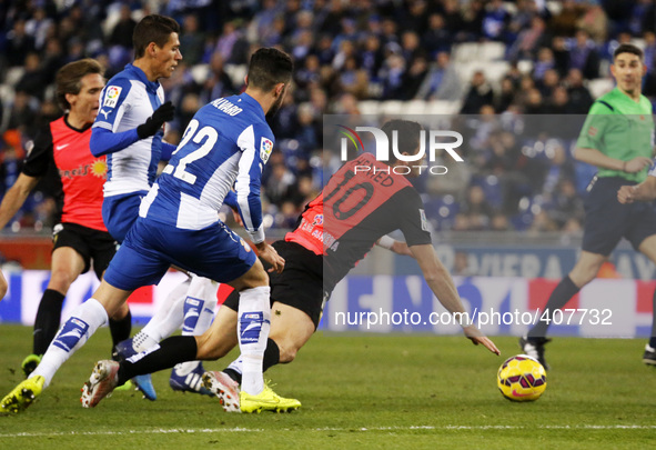 BARCELONA - january 25- SPAIN: Hemed, Alvaro and Hector Moreno in the match between RCD Espanyol and Almeria CF, corresponding to the week 2...