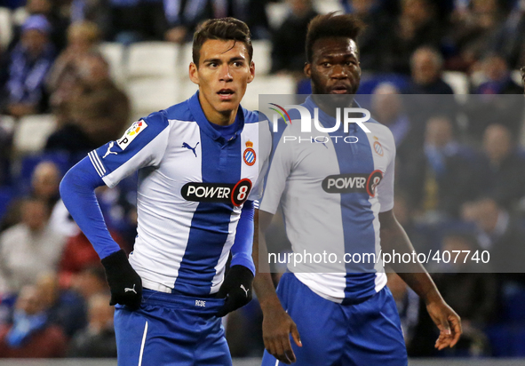 BARCELONA - january 25- SPAIN: Hector Moreno and Felipe Caicedo in the match between RCD Espanyol and Almeria CF, corresponding to the week...