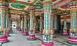 Colorful patterns and religious symbols adorn the columns at the Madduvil Panriththalaichc...