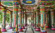 Colorful patterns and religious symbols adorn the columns at the Madduvil Panriththalaichc...