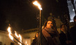 Participants hold a torches during Pilgrimage of members of polish nationalistic movement...