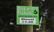 Brexit Fuels sign seen in Jonesborough near the border between the Republic of Ireland and...