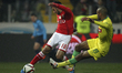 Benfica's Argentinian midfielder Eduardo Salvio (L) vies with Paços Ferreira's Cape Verdea...