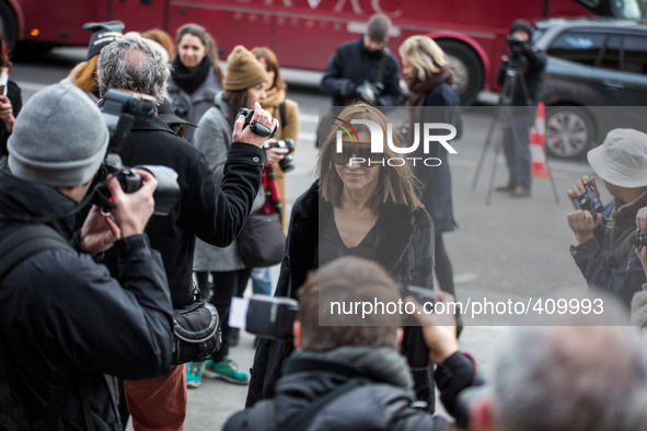 Carine Roitfeld at the Fashion Week at le Grand Palais with the Chanel runway, in Paris, France, on January 27, 2015. 