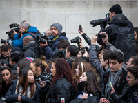 Photographers attends Paris Fashion Week at le Grand Palais with the Chanel runway, in Paris, France, on January 27, 2015.(
