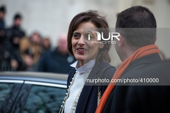Inès de la Fressange at the Fashion Week at le Grand Palais with the Chanel runway, in Paris, France, on January 27, 2015.