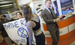 Extinction Rebellion eco activists disrupt Water Expo conference in Warsaw on April 10, 20...