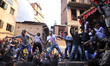 Nepalese Devotees pulling the chariot of Bhairab on a first day of Biska Jatra Festival at...