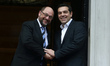 Greek Prime Minister AlexisTsipras (R) wellcomes European Parliament President Martin Schu...