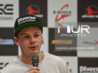 Marcin Lukaszczyk from Poland (26 year old), during a press conference ahead of the Diverse NIGHT of the JUMPs that will take a place in Kra...