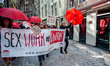 Sex workers demonstrate in Amsterdam, Netherlands, on April 13, 2019.  