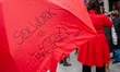 Sex workers demonstrate in Amsterdam, Netherlands, on April 13, 2019.  