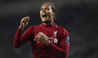 Virgil Van Dijk defender of Liverpool celebrates after scoring a goal during the UEFA Cham...