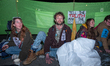 Extinction Rebellion protests blockade on Parliament Square, with protesters gluing their...