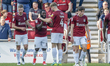 Junior Morias celebrates after scoring for Northampton Town, to extend their lead making i...