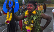 HIndu devotee in a trance as he walk to the Batu Cave temple during a Thaipusam festival i...
