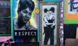 The ‘Kissing Cops’ art piece by English street artist Banksy is pictured in Brighton on Ap...