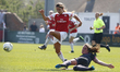L-R Danielle van de Donk of Arsenal  and Siri Worm of Everton Ladiesduring Women's Super...
