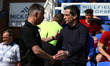 Peterborough United manager Darren Ferguson and Sunderland manager Jack Ross during the Sk...