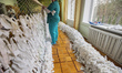 Workers of orphanage knit the camouflage net for soldiers fighting in ATO, Orphanage 'Zhyt...