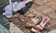 A bloodied shoe from one of the victims at  St. Sebastian's Church in Negombo, in Colombo,...