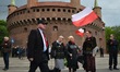 Members of the public outside Barbakan in Krakow.Hundreds take part of the patriotic marc...