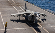 May 02, 2019 - Mediterranean Sea - An AV-8B Harrier II Plus of Wolves ready for takeoff on...