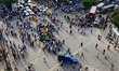 Hawkers blocked on 7th May 2019 the Zero point of capital Dhaka, Bangladesh with various d...
