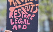 Protest cuts to Legal Aid Ontario at Queens Park in Toronto, Ontario, Canada, on May 7, 20...