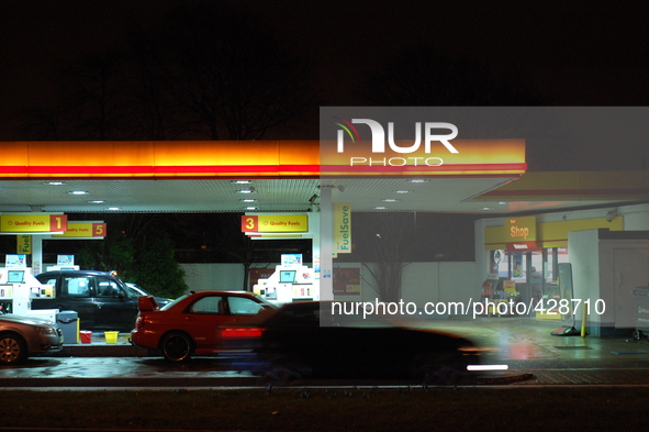 A Royal Dutch Shell (Shell) petrol station in Manchester, trading in unleaded and diesel fuel, for road vehicles on Monday 9th February 2015...