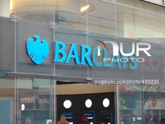 A branch of Barclays Bank trading on a Manchester high street, on Tuesday 10th February 2015. -- The environmental lobby group Friends of th...
